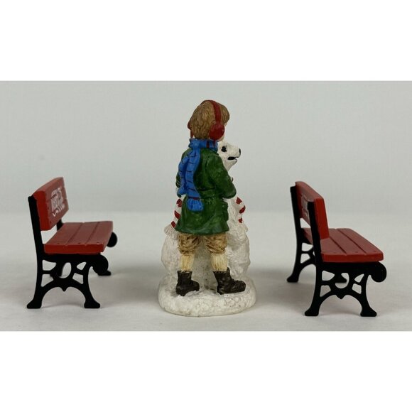 Coca-Cola Town Square Collection Figurine Set With Benches 1994 Snowbear Vintage - Picture 5 of 15